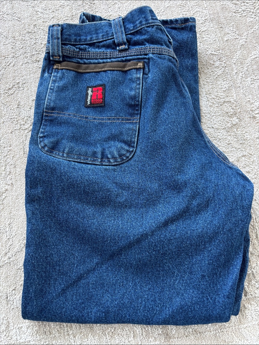 Wrangler Relaxed Fit Men’s Dark Blue Work Jeans Size 36x32